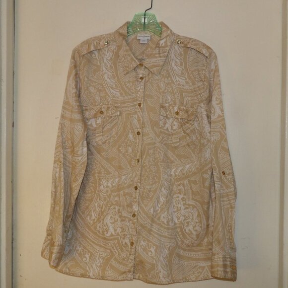 Jaclyn Smith Button Down Roll Tab Shirt Sz XL - Picture 1 of 7